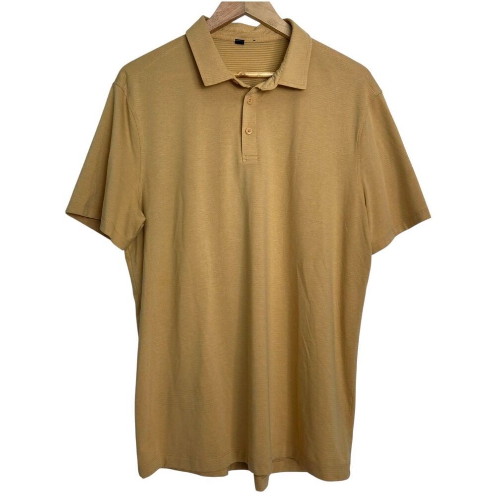 Lululemon Men's Evolution Polo Shirt XL Short Sleeve Slim Stretch Yellow Golf